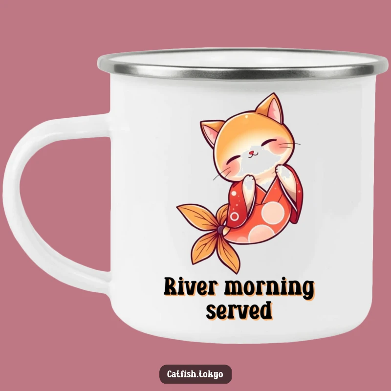 Funny Red Kimono Catfish Bowing Camping Mug - Durable & Hilarious Outdoor Coffee Cup Gift