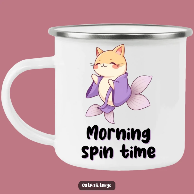 Funny Purple Kimono Catfish Spinning Camping Mug - Durable & Hilarious Outdoor Cup Gift