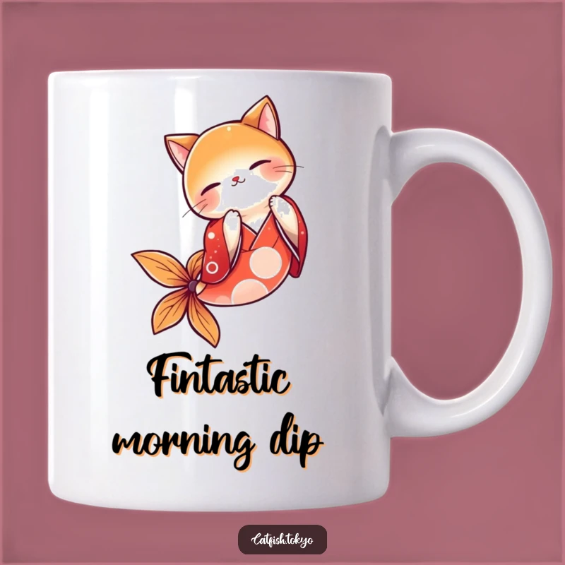 Funny Red Kimono Catfish Bowing Mug - A Hilarious Gift for Sushi Lovers
