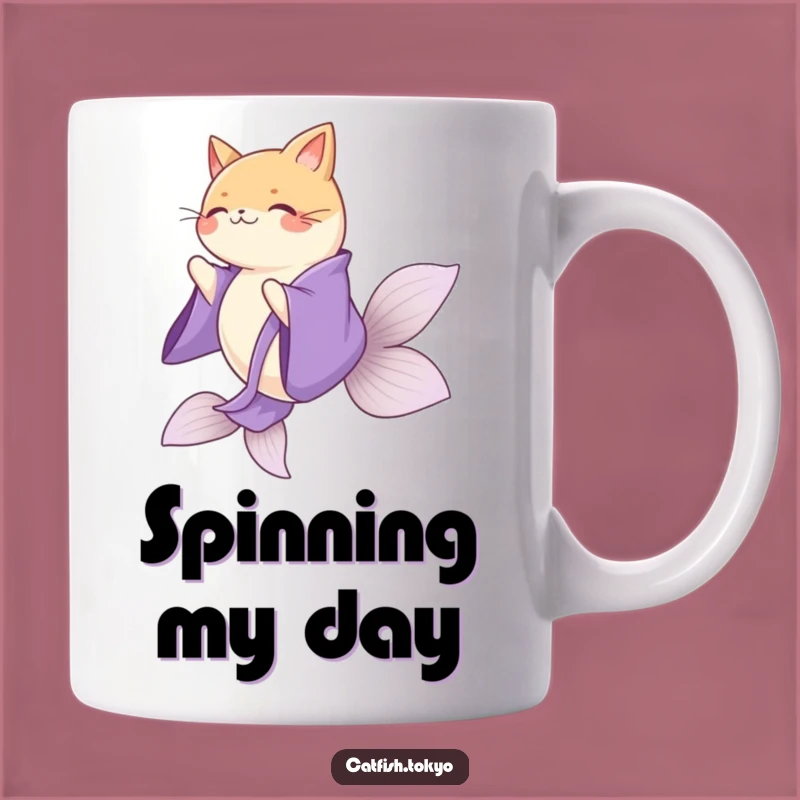 Funny Purple Kimono Catfish Spinning Mug - Elegant & Hilarious Gift for Catfish Fans
