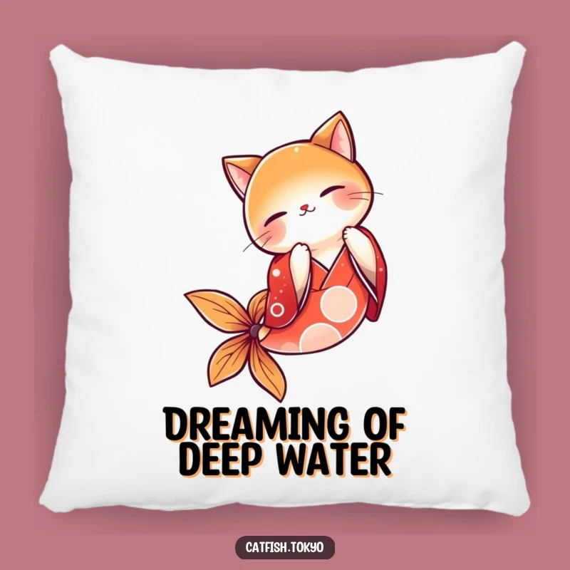 Funny Red Kimono Catfish Bowing Pillow - Cozy & Hilarious Accent Decor Gift