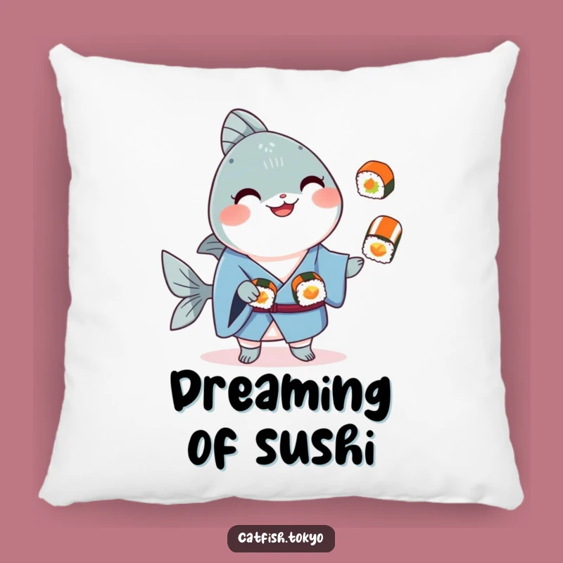 Funny Blue Kimono Catfish Sushi Juggling Pillow - Cozy & Hilarious Decor Gift