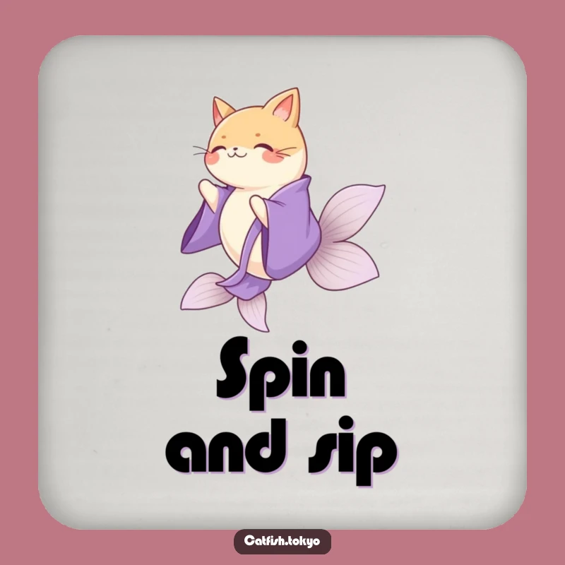 Funny Purple Kimono Catfish Spinning Drink Coaster - Hilarious Surface Protection Gift