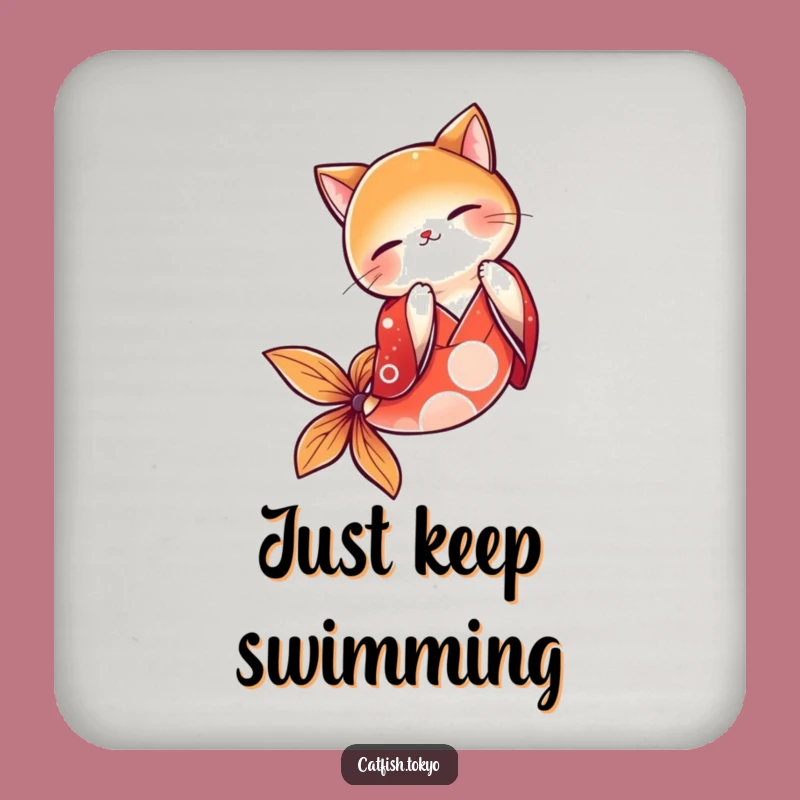 Funny Red Kimono Catfish Bowing Drink Coaster - Hilarious Protection for Surfaces Gift
