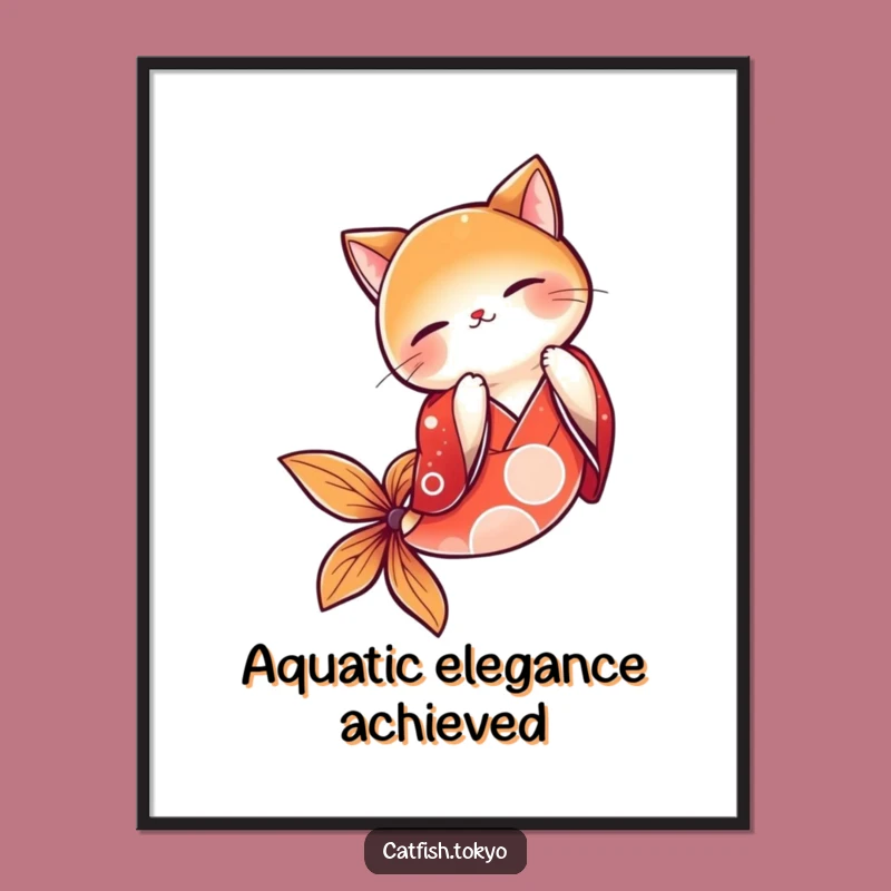 Funny Red Kimono Catfish Bowing Poster - Hilarious Wall Art for Home Decor Gift