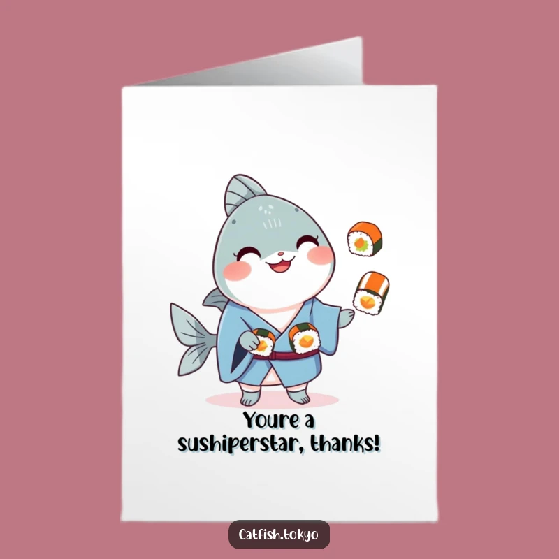 Free Printable Thank You Card: Sushi Catfish - Whimsical Downloadable Gift