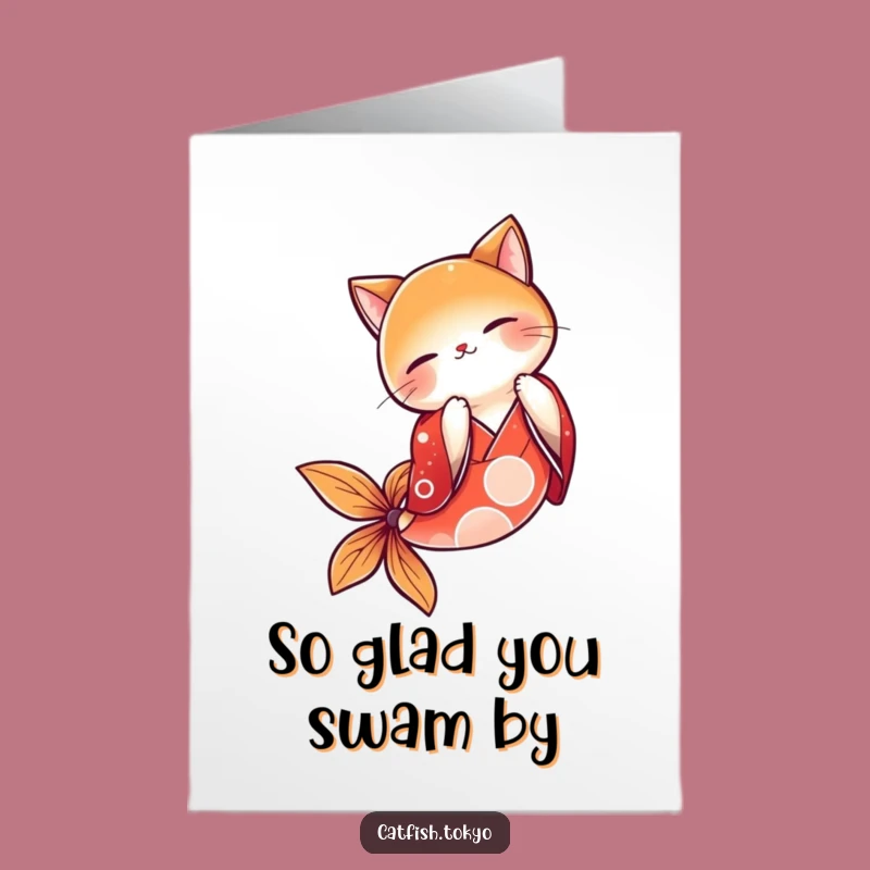 Free Printable Thank You Card: Funny Catfish Kimono Bow - Adorable Downloadable Gift