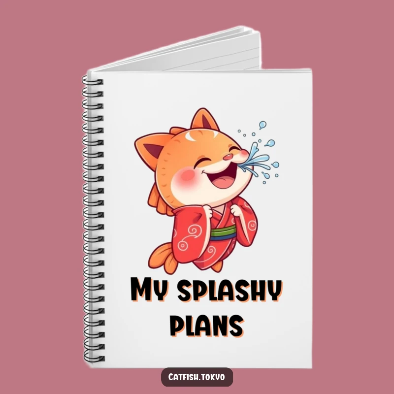 Funny Cheerful Catfish Notebook: Red Kimono Splash, Journal Fun, Hilarious Gift!