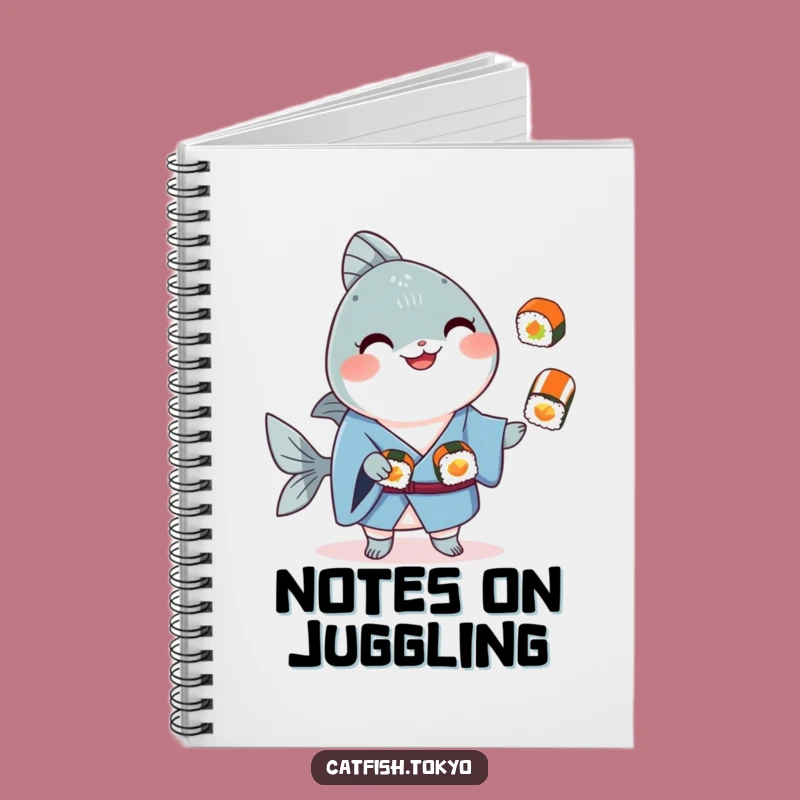 Funny Blue Kimono Catfish Sushi Juggling Notebook - Hilarious Journal for Notes Gift